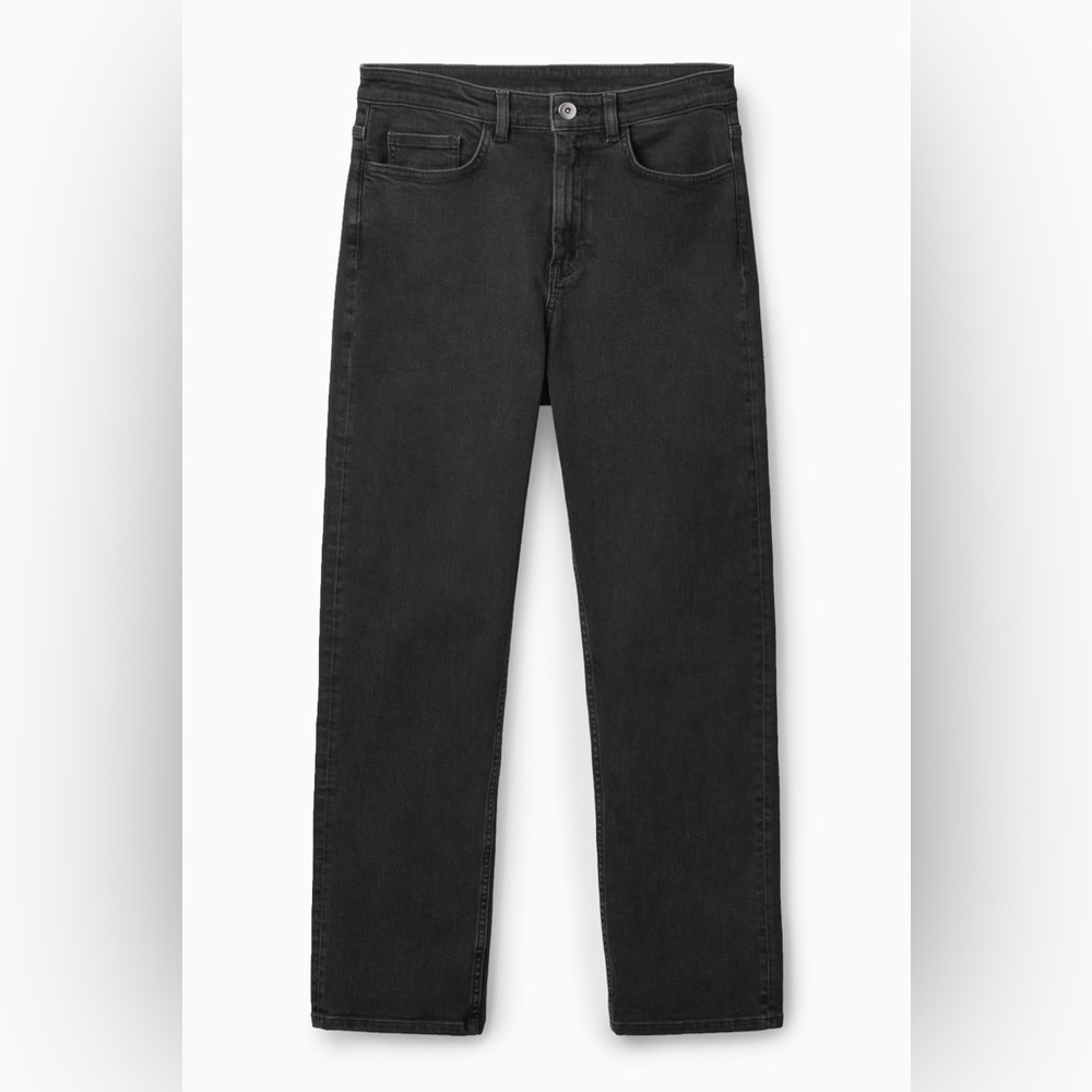 COS STRAIGHT-LEG SLIM-FIT ANKLE-LENGTH JEANS, Black, Size 29